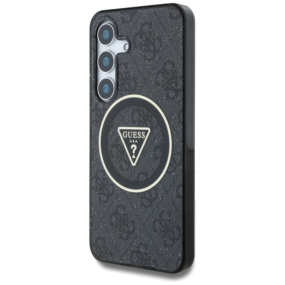 Калъф MagSafe за Samsung Galaxy S25 S931, Guess, IML Glitter 4G Circle Triangle, Черен