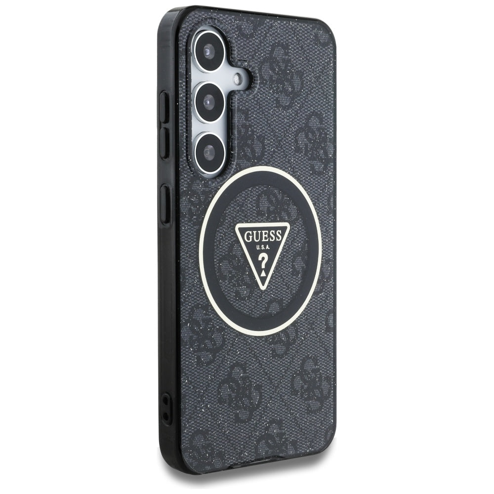 Калъф MagSafe за Samsung Galaxy S25 S931, Guess, IML Glitter 4G Circle Triangle, Черен