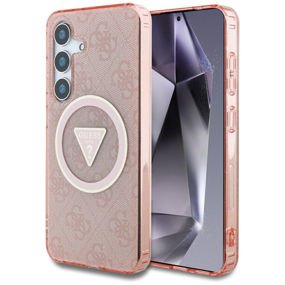 Калъф MagSafe за Samsung Galaxy S25 S931, Guess, IML Glitter 4G Circle Triangle, Розов