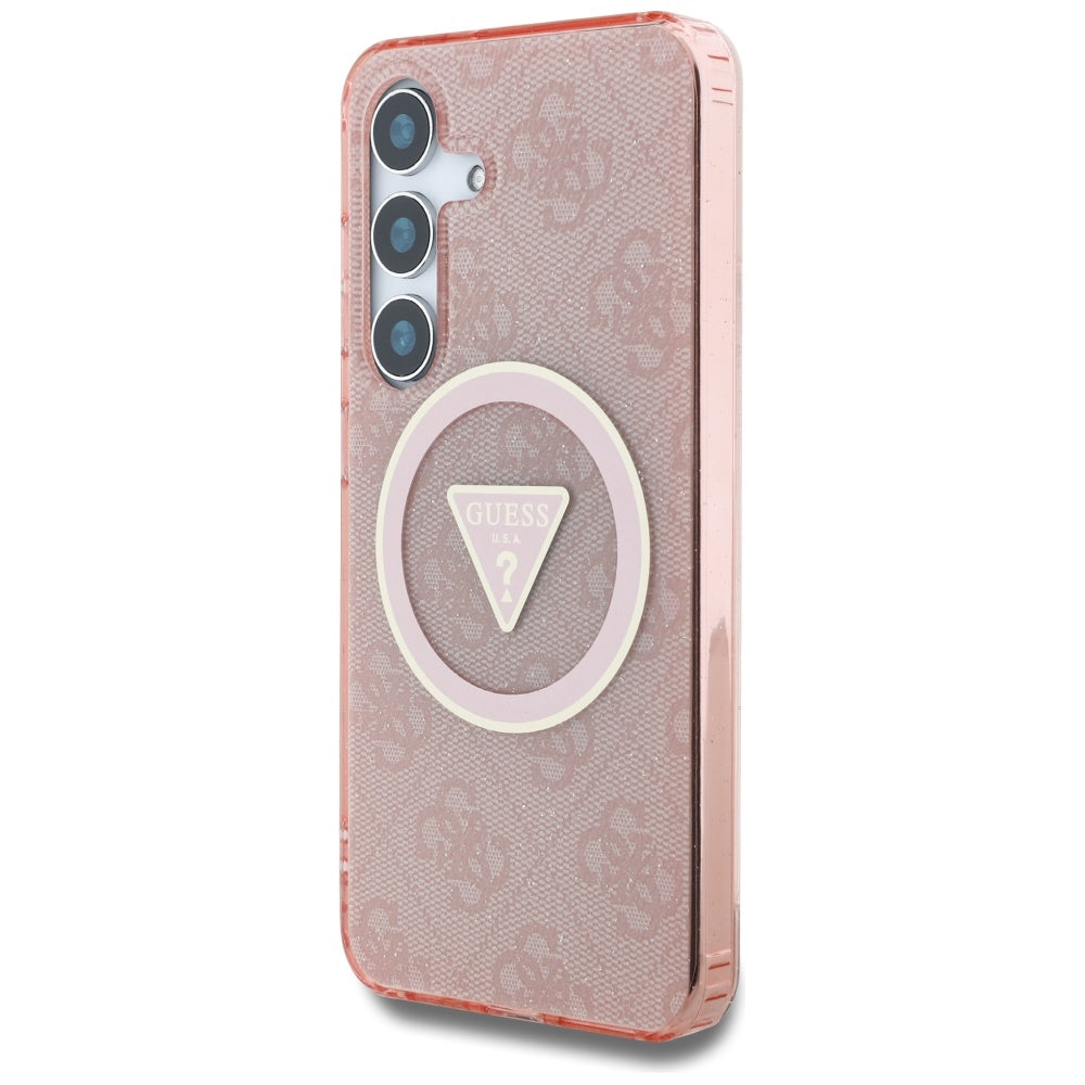 Калъф MagSafe за Samsung Galaxy S25 S931, Guess, IML Glitter 4G Circle Triangle, Розов