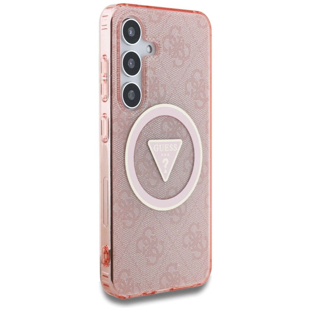 Калъф MagSafe за Samsung Galaxy S25 S931, Guess, IML Glitter 4G Circle Triangle, Розов