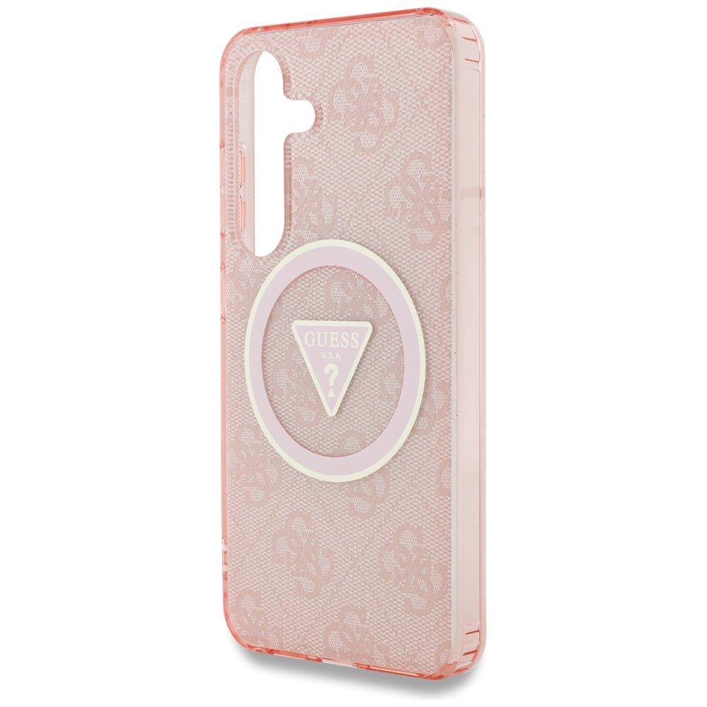 Калъф MagSafe за Samsung Galaxy S25 S931, Guess, IML Glitter 4G Circle Triangle, Розов