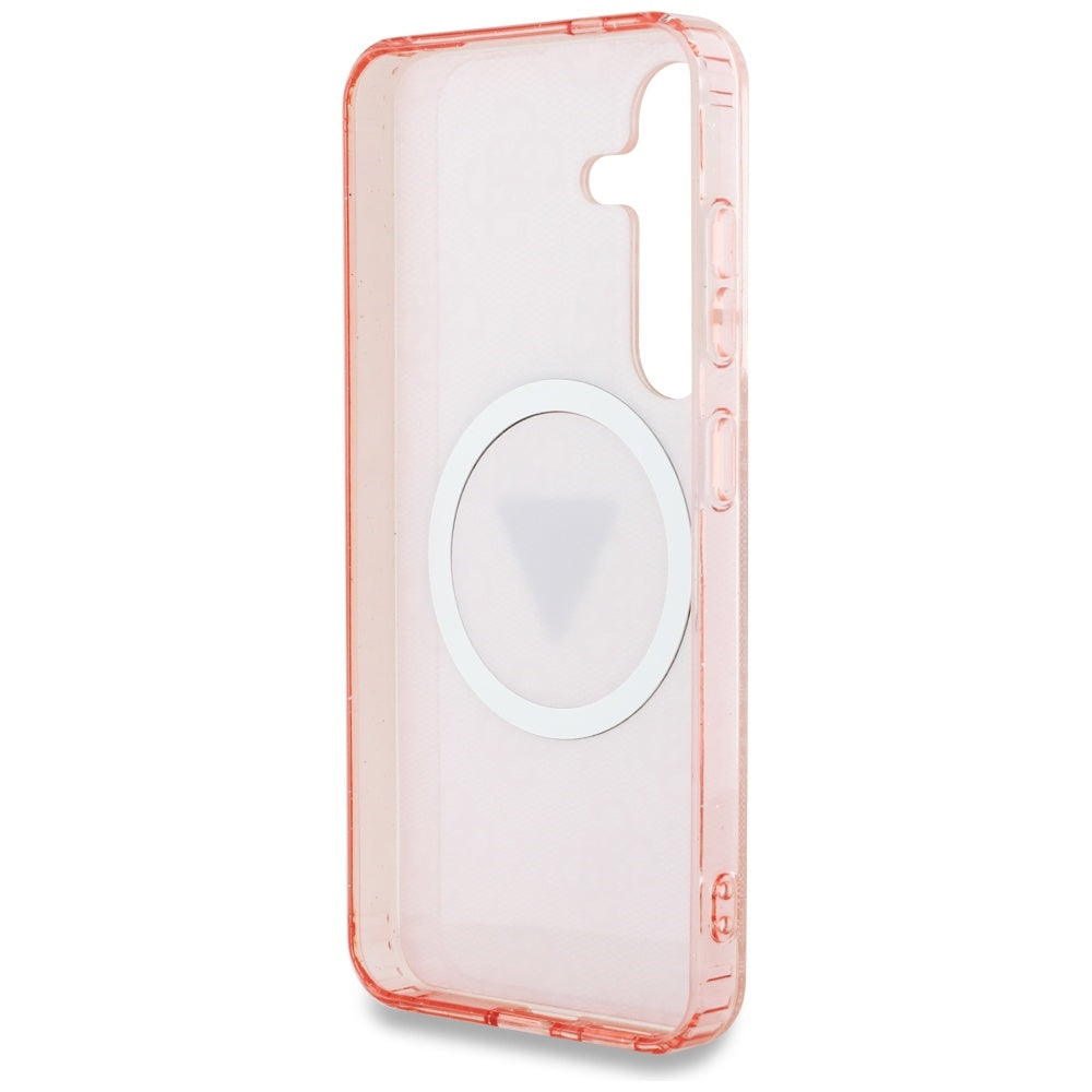 Калъф MagSafe за Samsung Galaxy S25 S931, Guess, IML Glitter 4G Circle Triangle, Розов