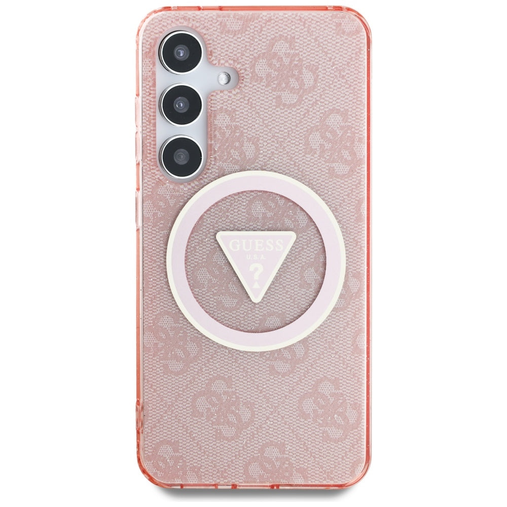 Калъф MagSafe за Samsung Galaxy S25 S931, Guess, IML Glitter 4G Circle Triangle, Розов