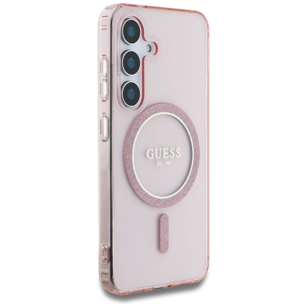 Калъф MagSafe за Samsung Galaxy S25 S931, Guess, IML Glitter Circle, Розов