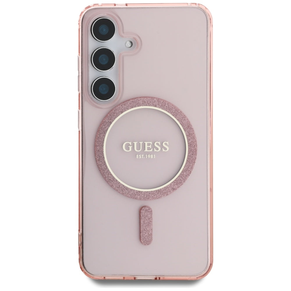 Калъф MagSafe за Samsung Galaxy S25 S931, Guess, IML Glitter Circle, Розов