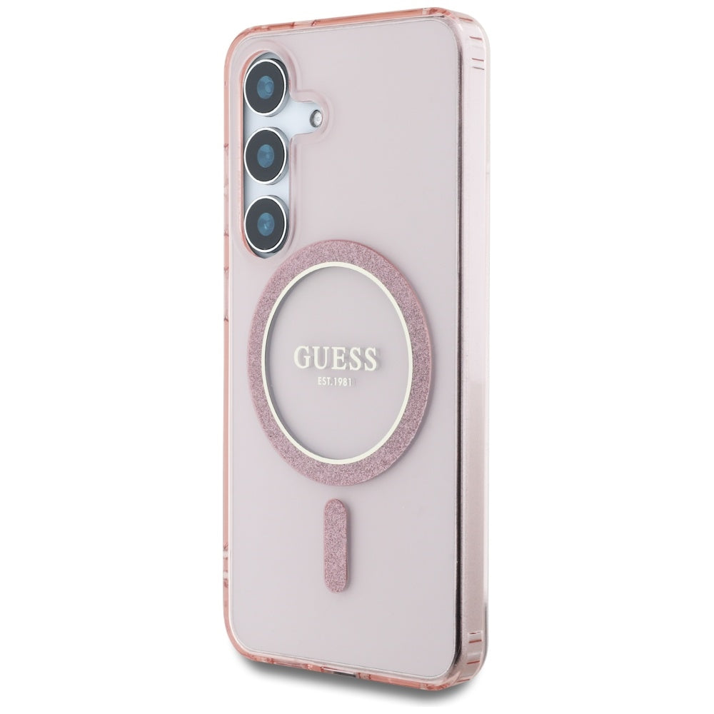 Калъф MagSafe за Samsung Galaxy S25 S931, Guess, IML Glitter Circle, Розов
