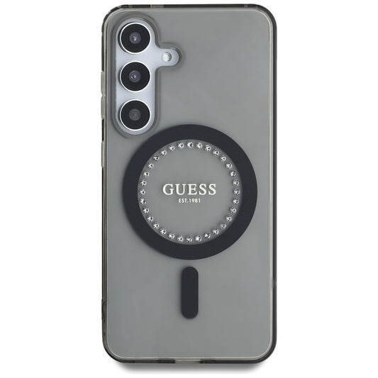 Калъф MagSafe за Samsung Galaxy S25 S931, Guess, IML Rhinestone, Черен