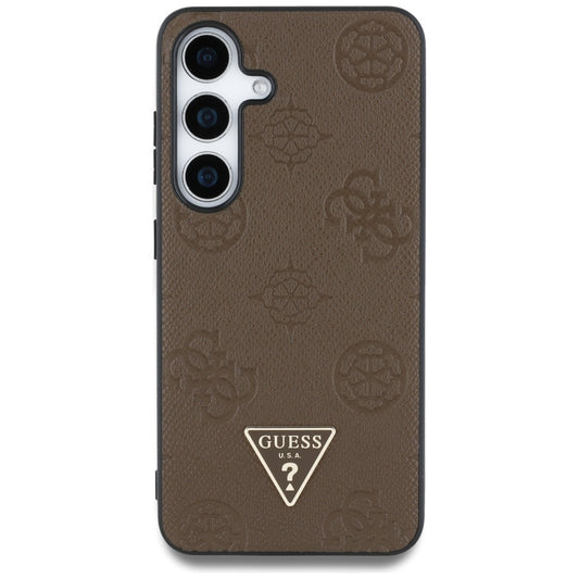 Калъф MagSafe за Samsung Galaxy S25 S931, Guess, Peony Grained Hot Stamp Triangle, Кафяв