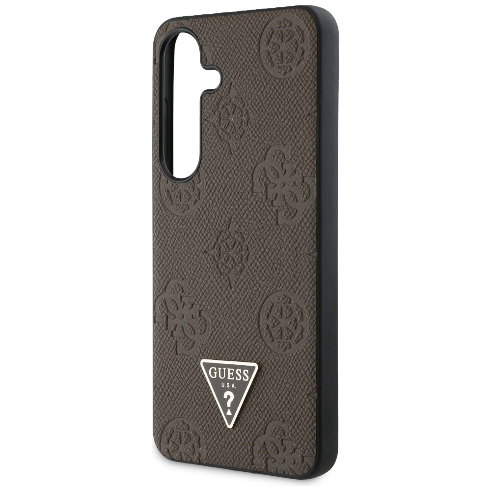 Калъф MagSafe за Samsung Galaxy S25 S931, Guess, Peony Grained Hot Stamp Triangle, Кафяв