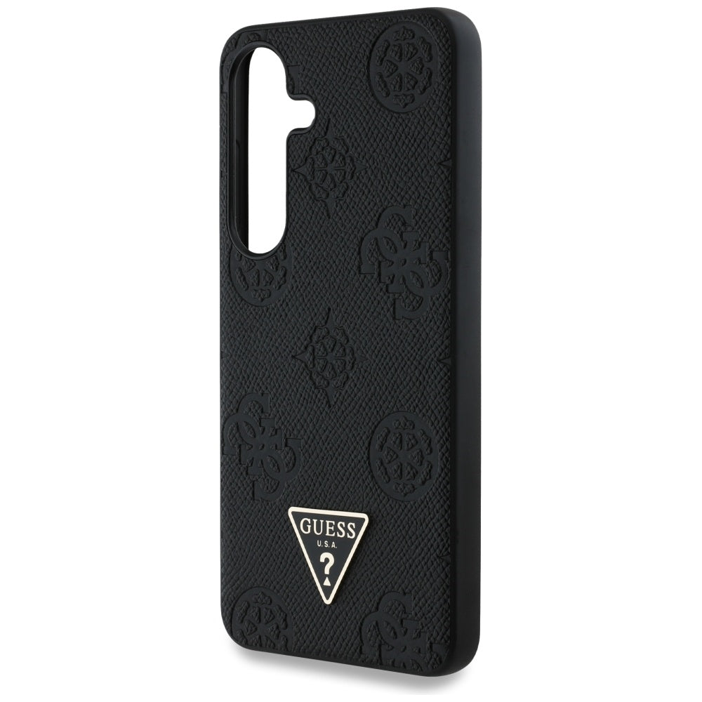 Калъф MagSafe за Samsung Galaxy S25 S931, Guess, Peony Grained Hot Stamp Triangle, Черен