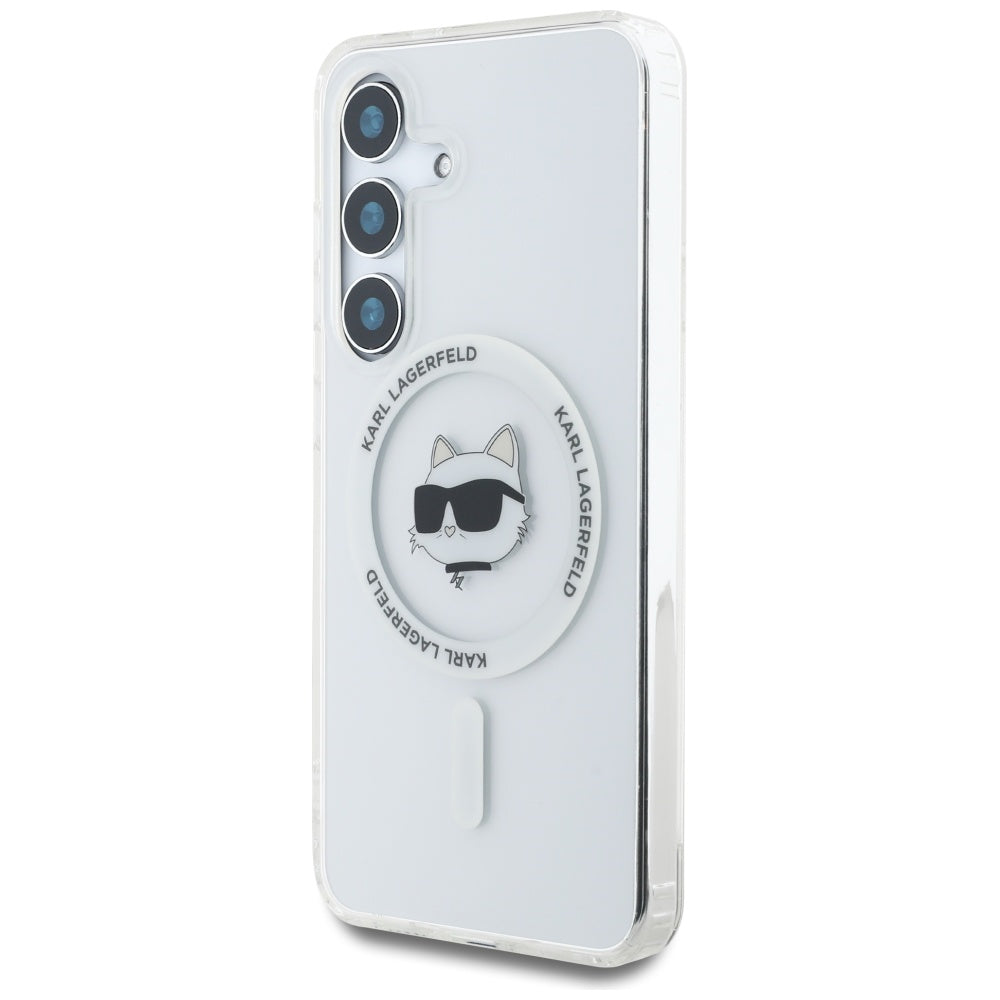 MagSafe Case for Samsung Galaxy S25 S931, Karl Lagerfeld, IML Choupette's Head, White