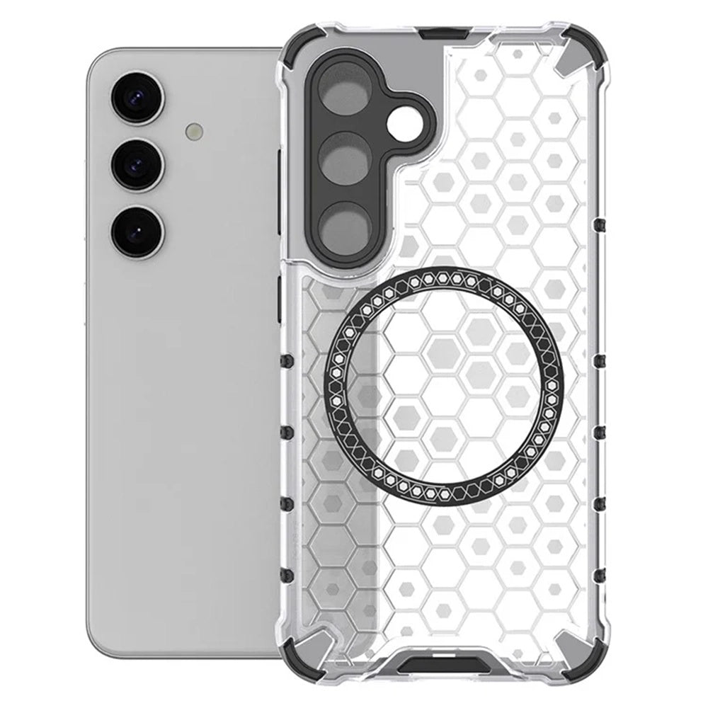 Калъф MagSafe за Samsung Galaxy S25 S931, Techsuit, HoneyComb Shield, Бял