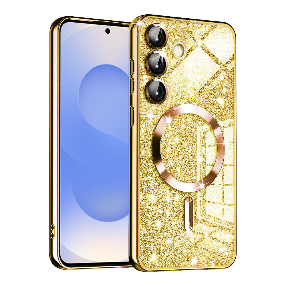 Калъф MagSafe за Samsung Galaxy S25 S931, Techsuit, Luxury Glitter, Златист