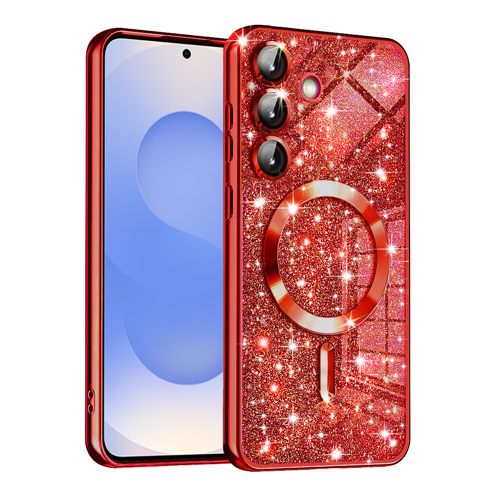 Калъф MagSafe за Samsung Galaxy S25 S931, Techsuit, Luxury Glitter, Червен