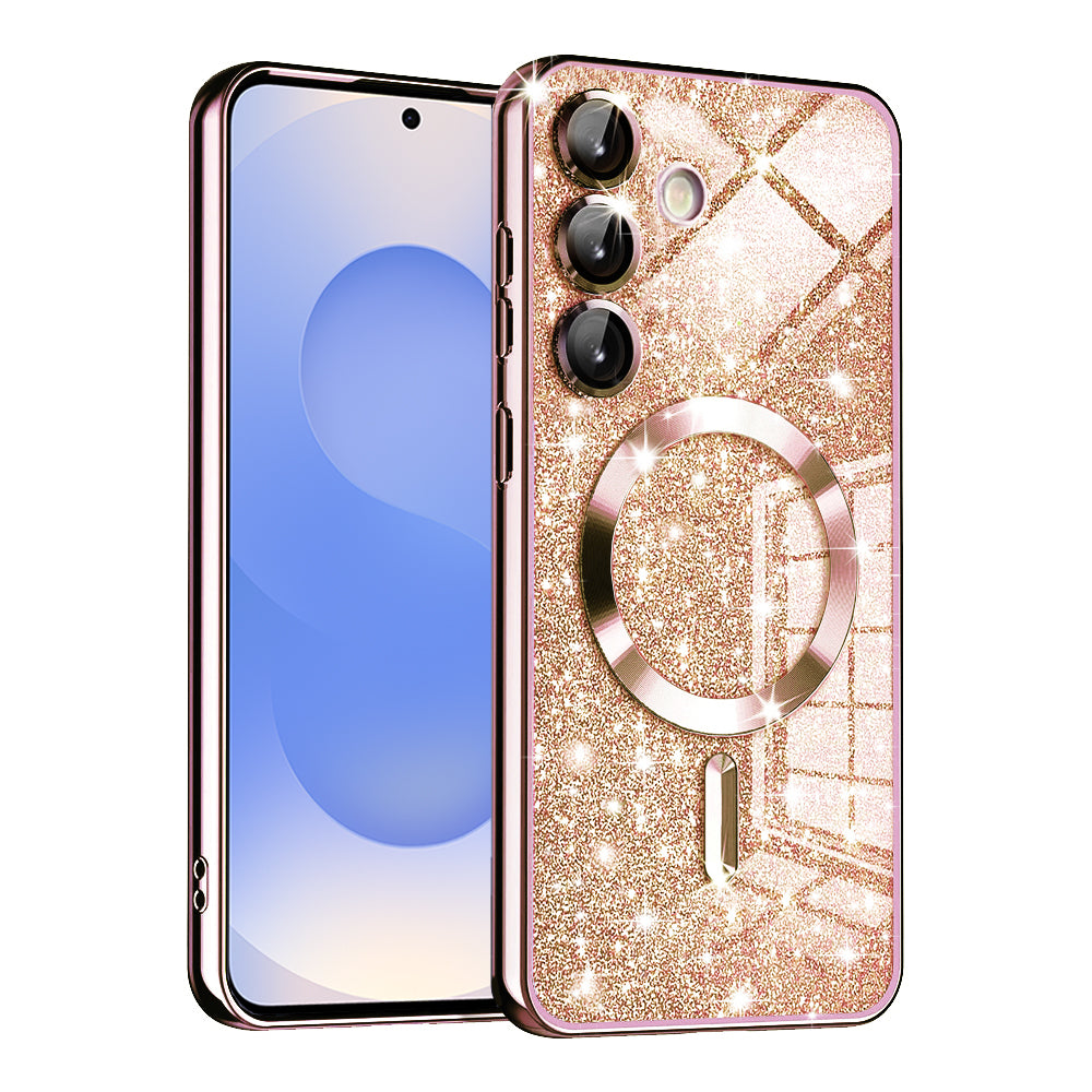 Калъф MagSafe за Samsung Galaxy S25 S931, Techsuit, Luxury Glitter, Розово злато