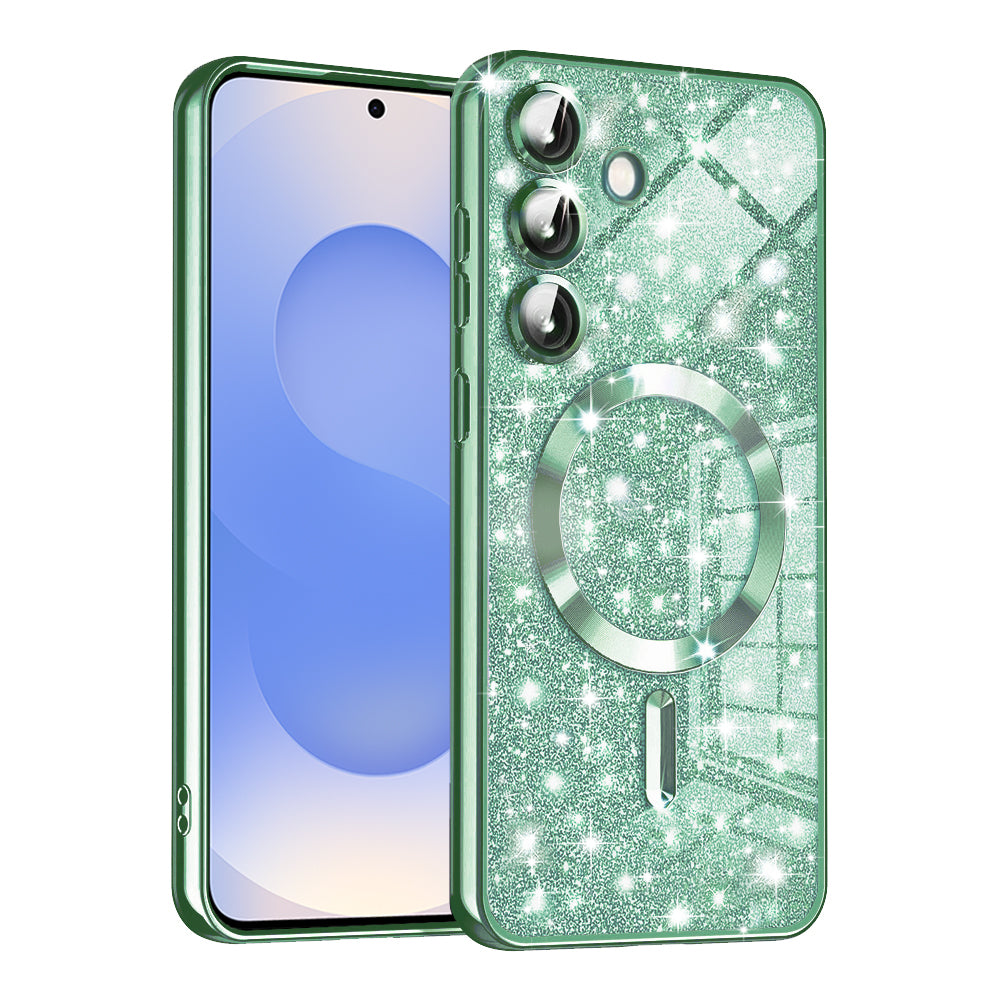 Калъф MagSafe за Samsung Galaxy S25 S931, Techsuit, Luxury Glitter, Светлозелен