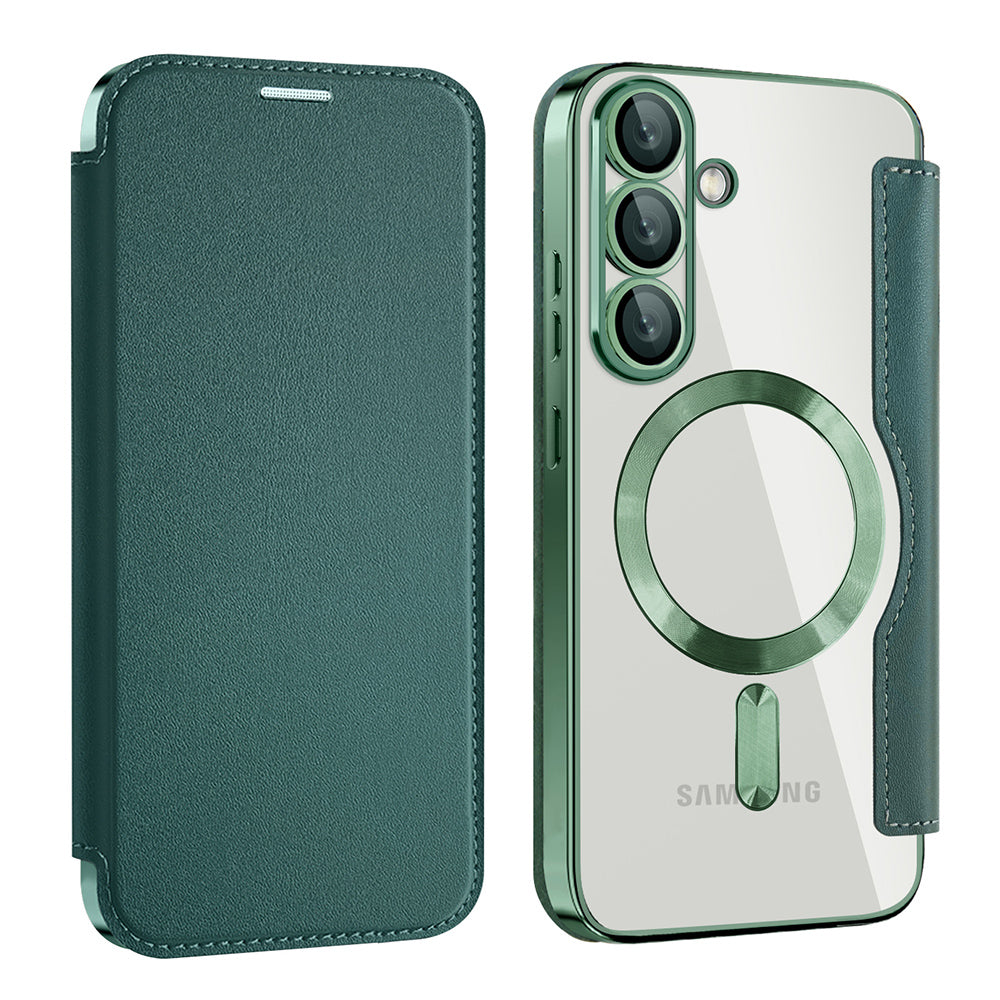 Калъф MagSafe за Samsung Galaxy S25 S931, Techsuit, SmartMag Book, Зелен