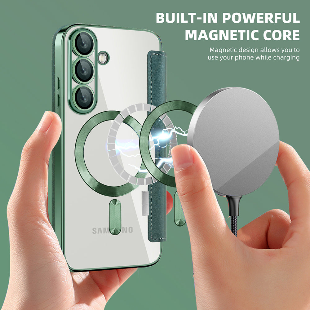 Калъф MagSafe за Samsung Galaxy S25 S931, Techsuit, SmartMag Book, Зелен