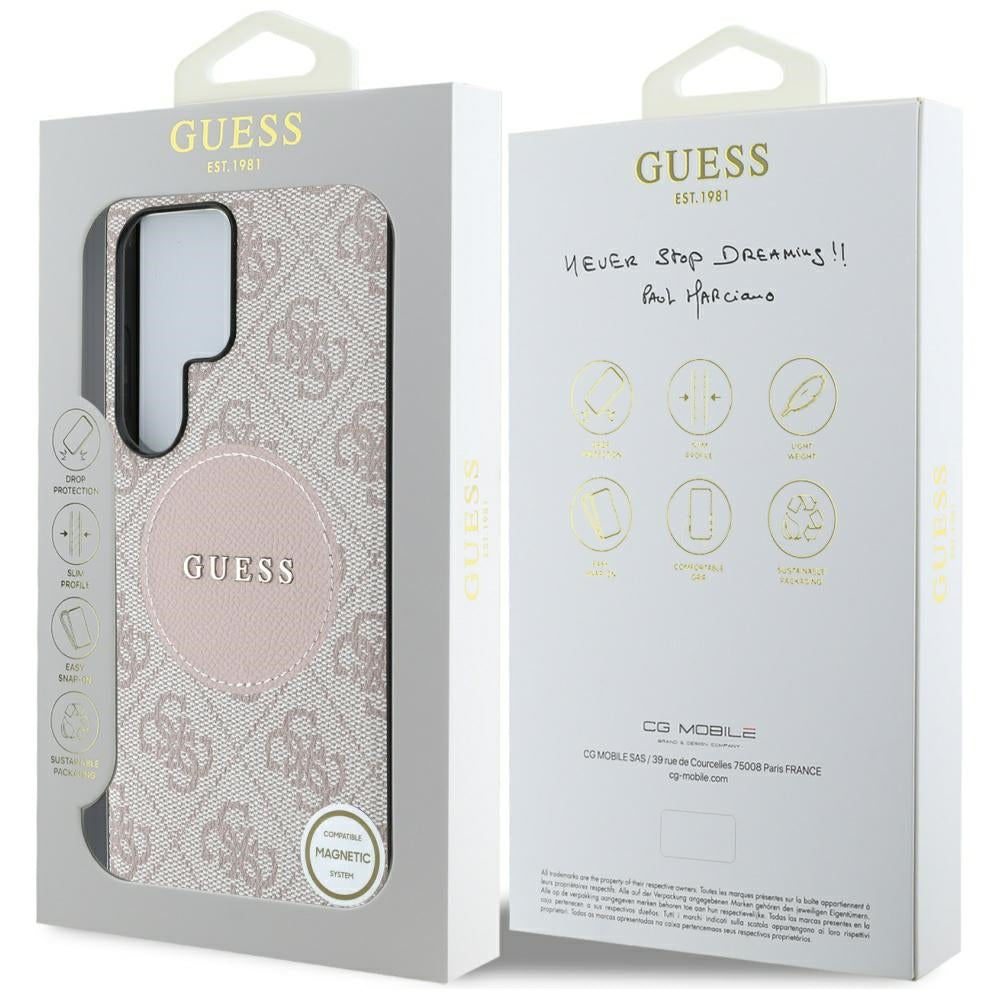 Калъф MagSafe за Samsung Galaxy S25 Ultra S938, Guess, 4G Circle Classic Logo, Розов
