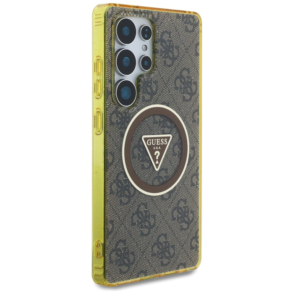 Калъф MagSafe за Samsung Galaxy S25 Ultra S938, Guess, IML Glitter 4G Circle Triangle, Кафяв