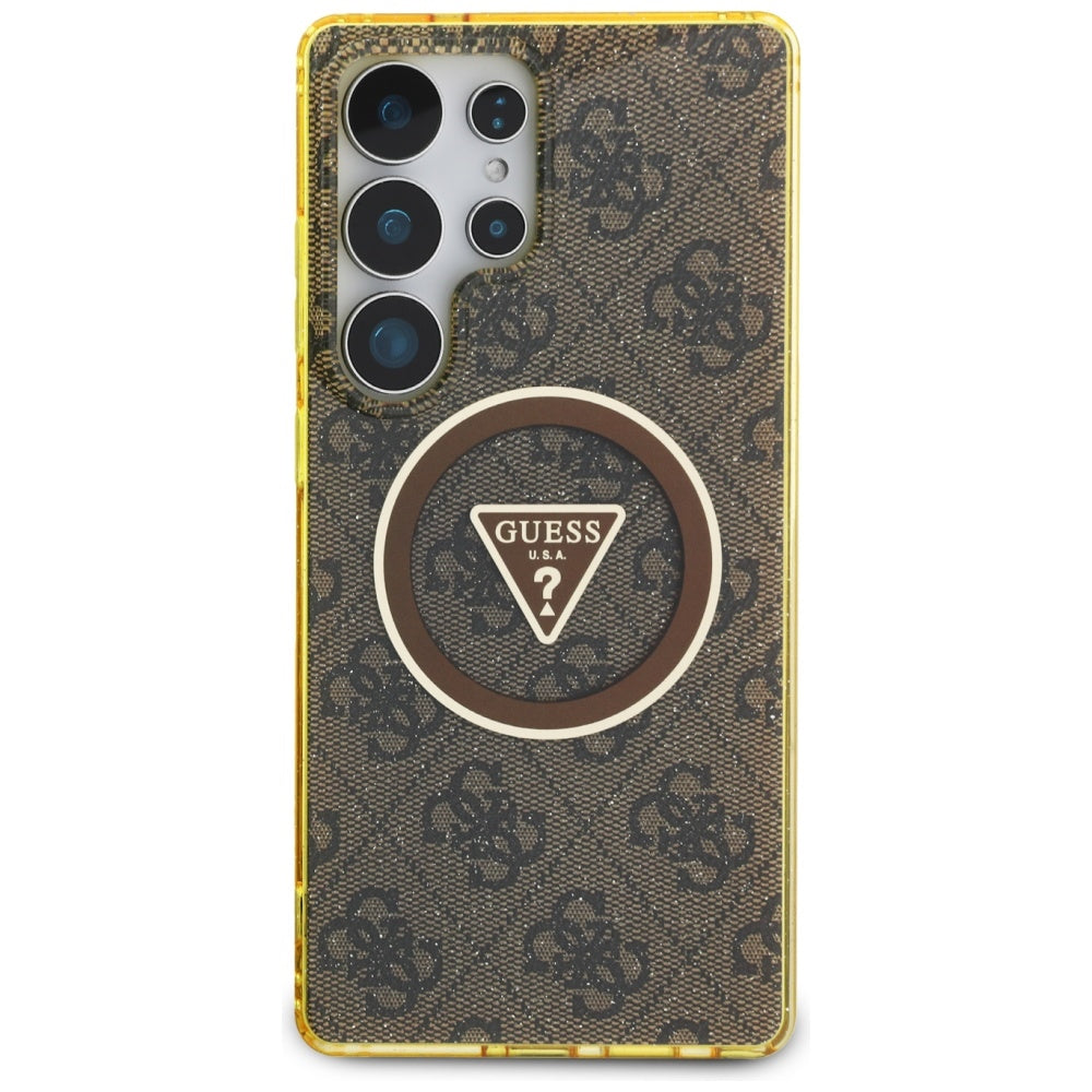 Калъф MagSafe за Samsung Galaxy S25 Ultra S938, Guess, IML Glitter 4G Circle Triangle, Кафяв