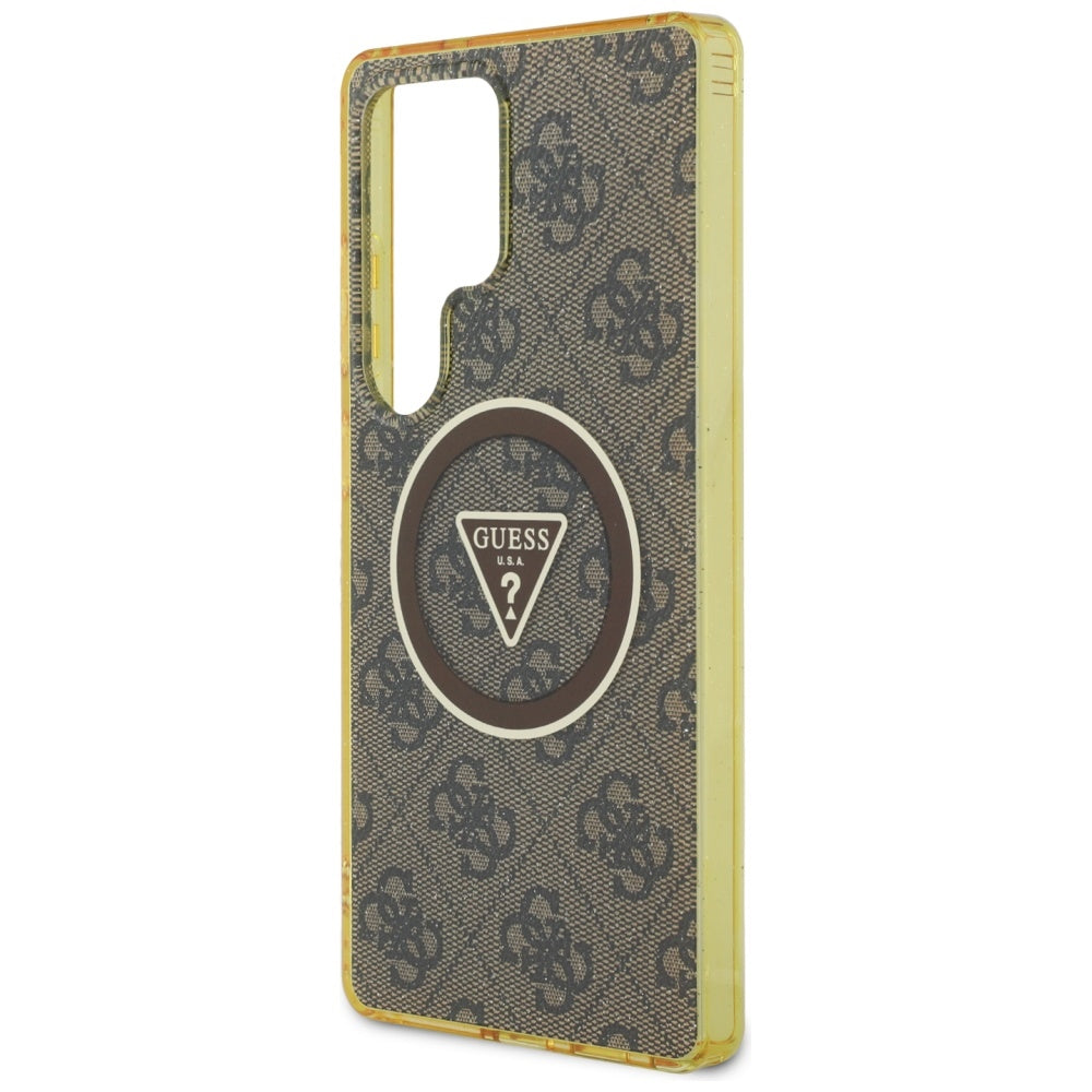 Калъф MagSafe за Samsung Galaxy S25 Ultra S938, Guess, IML Glitter 4G Circle Triangle, Кафяв