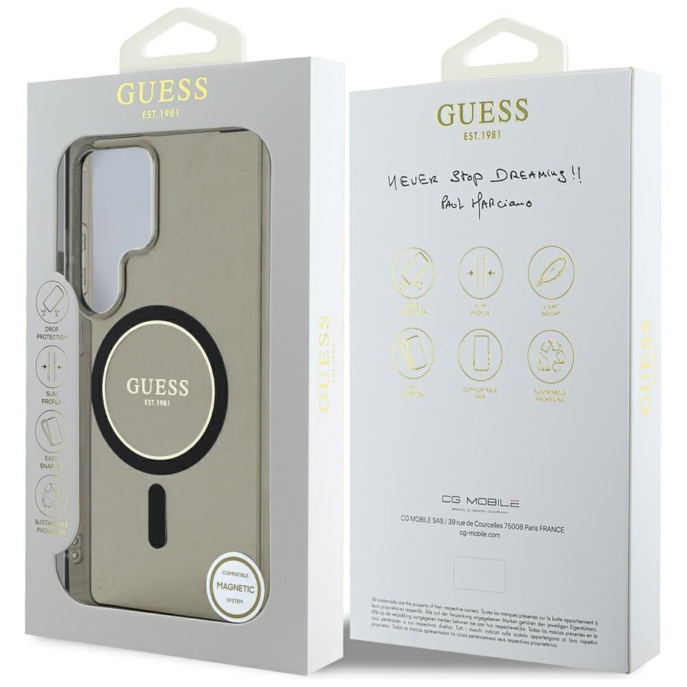Калъф MagSafe за Samsung Galaxy S25 Ultra S938, Guess, IML Glitter Circle, Черен