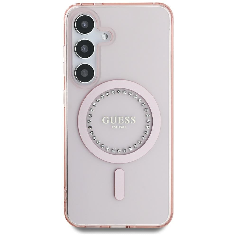Калъф MagSafe за Samsung Galaxy S25 S931, Guess, IML Rhinestone, Розов