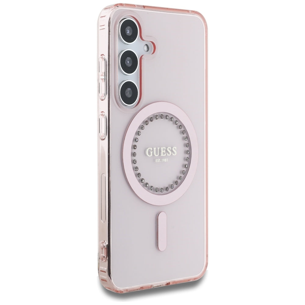 Калъф MagSafe за Samsung Galaxy S25 S931, Guess, IML Rhinestone, Розов