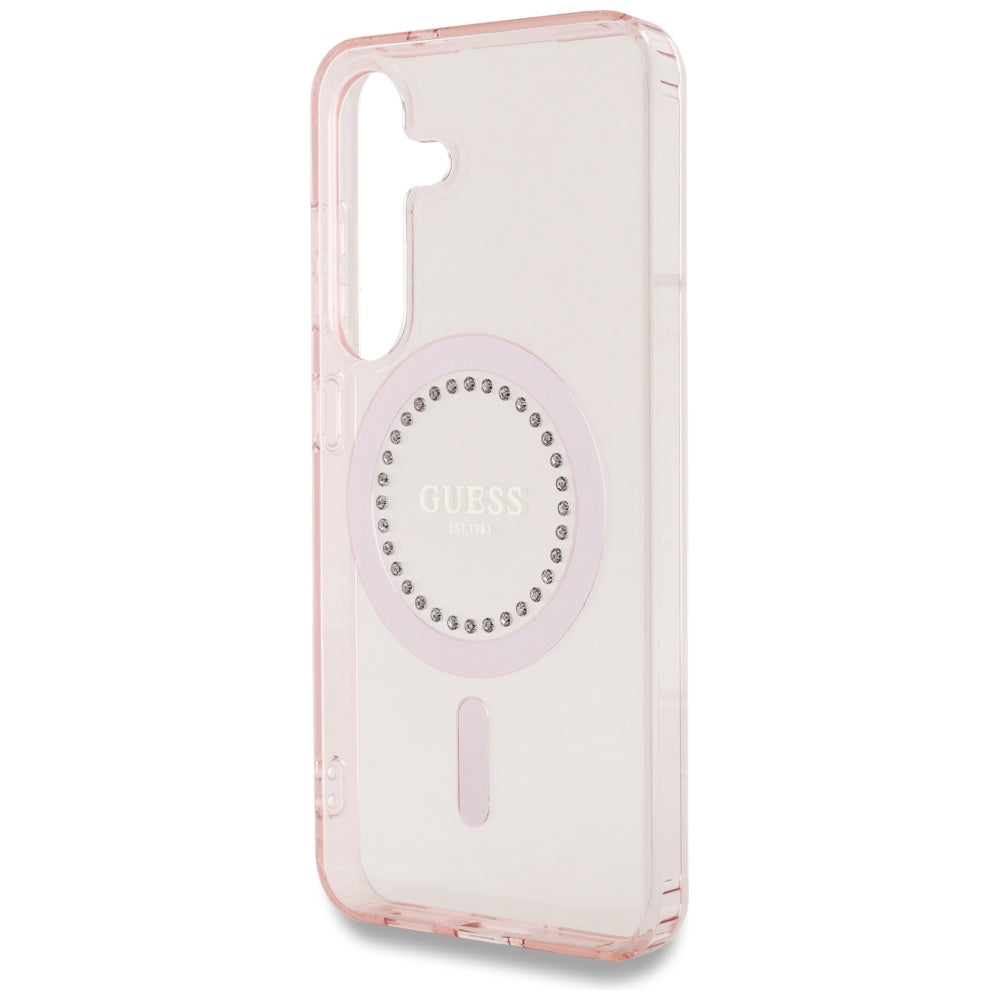Калъф MagSafe за Samsung Galaxy S25 S931, Guess, IML Rhinestone, Розов