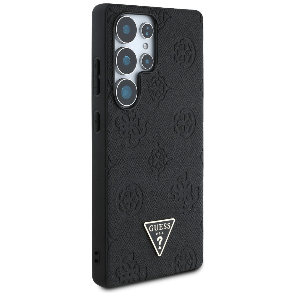 MagSafe Case for Samsung Galaxy S25 Ultra S938, Guess, Peony Grained Hot Stamp Triangle, Black