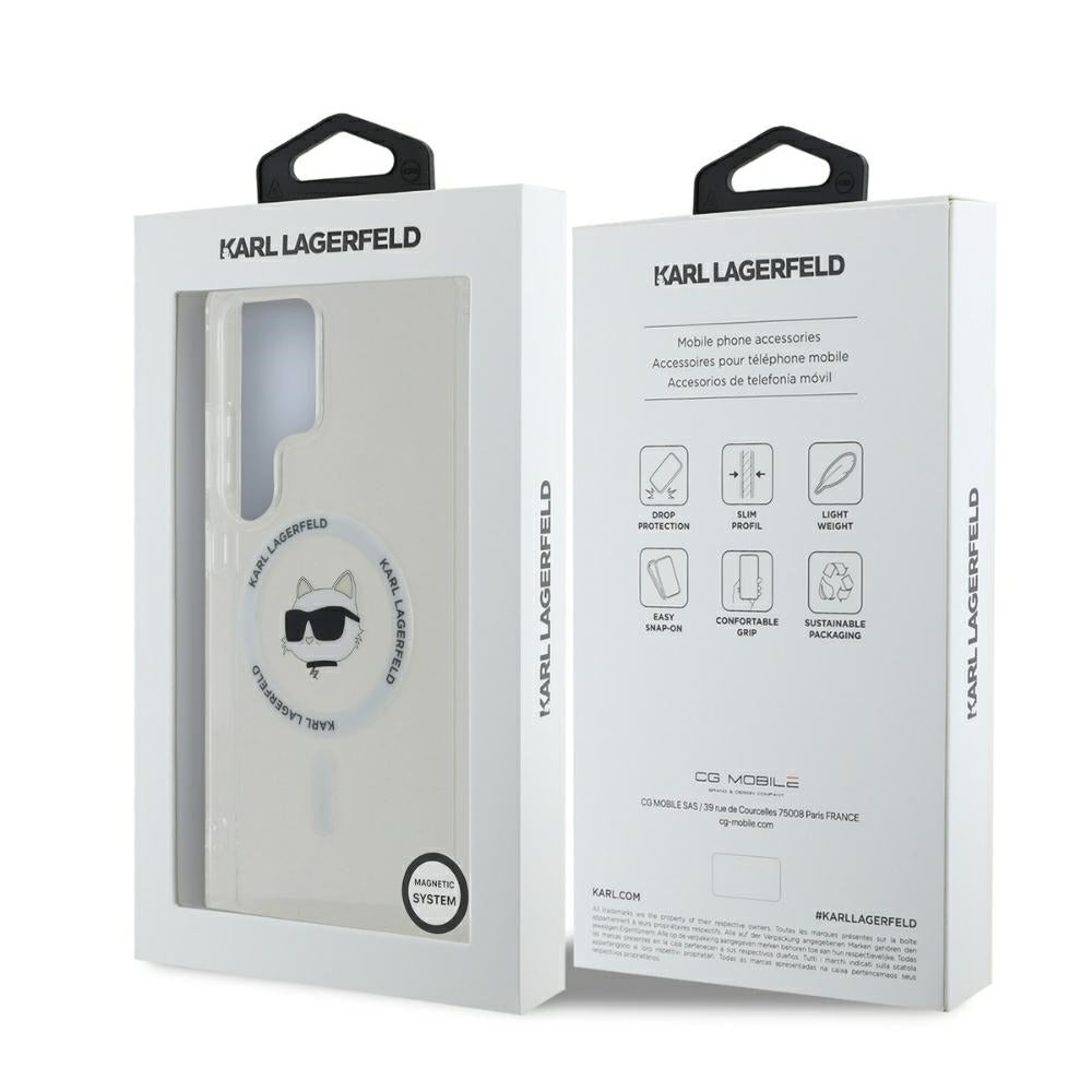Калъф MagSafe за Samsung Galaxy S25 Ultra S938, Karl Lagerfeld, IML Choupette's Head, Бял