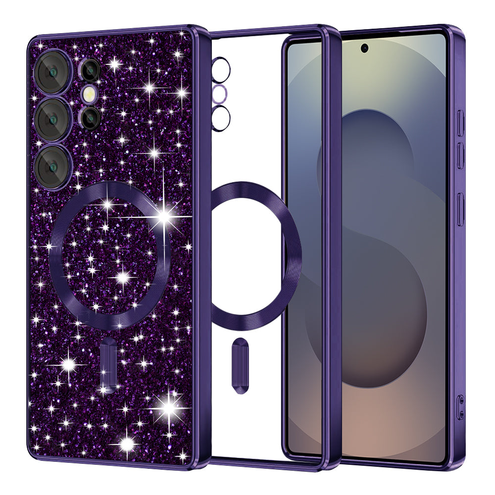 Калъф MagSafe за Samsung Galaxy S25 Ultra S938, Techsuit, Luxury Glitter, Тъмно лилав