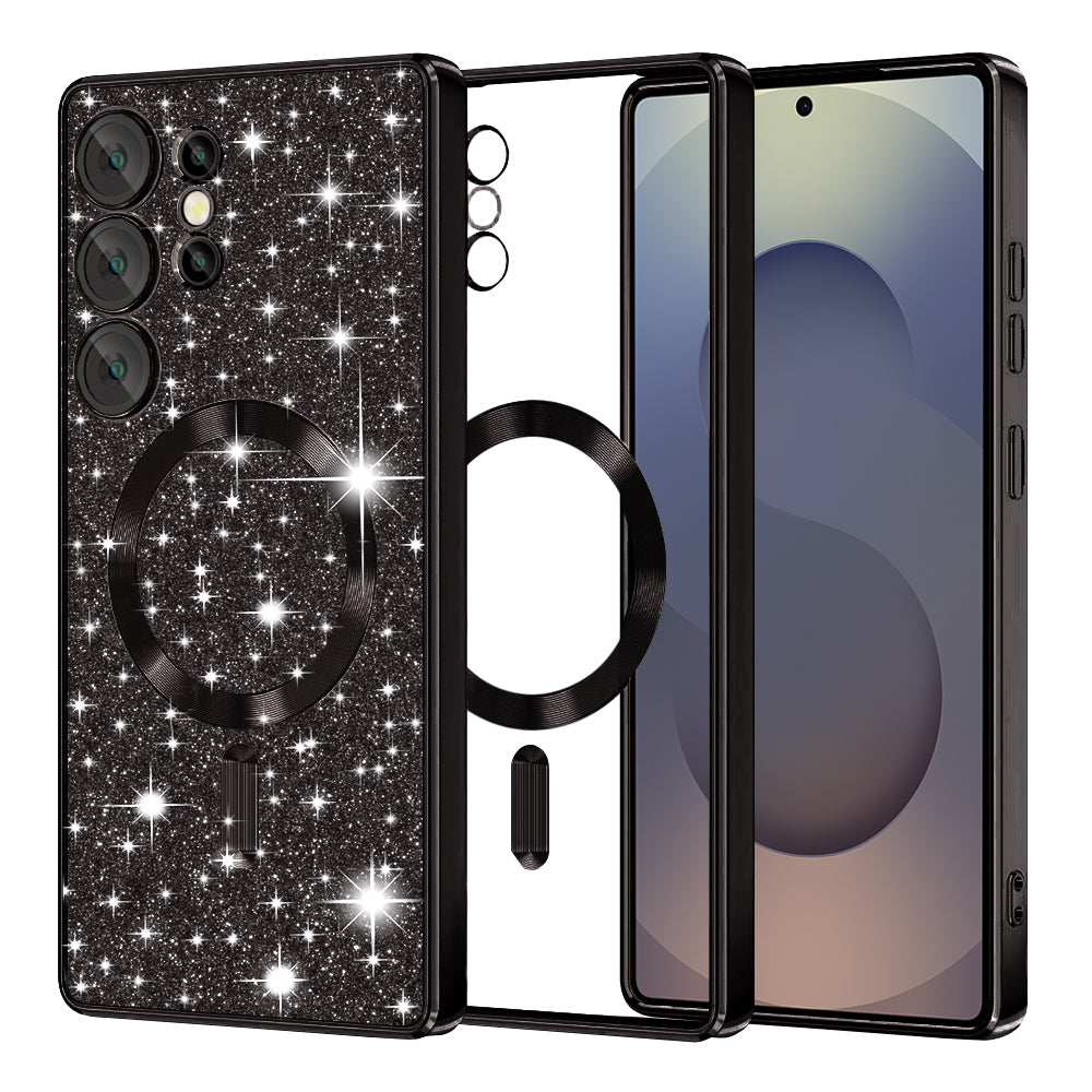 Калъф MagSafe за Samsung Galaxy S25 Ultra S938, Techsuit, Luxury Glitter, Черен