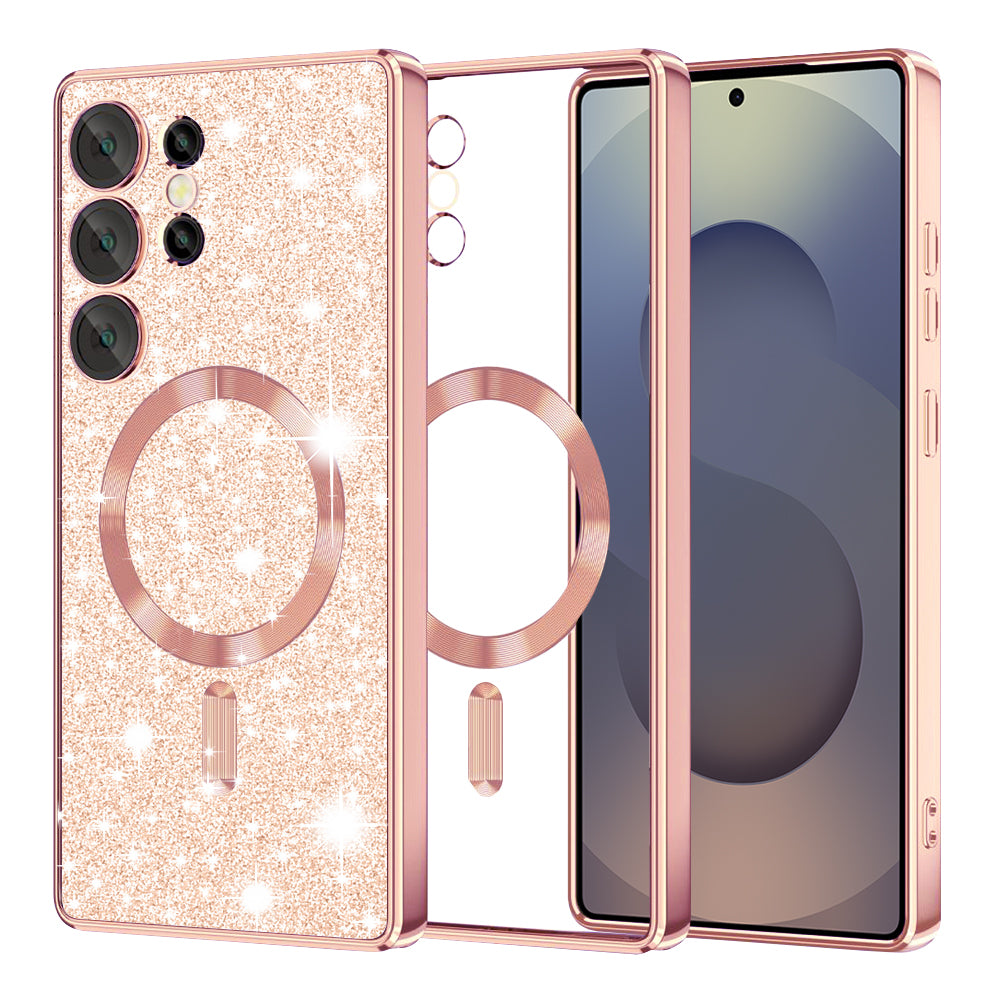 Калъф MagSafe за Samsung Galaxy S25 Ultra S938, Techsuit, Luxury Glitter, Розово злато