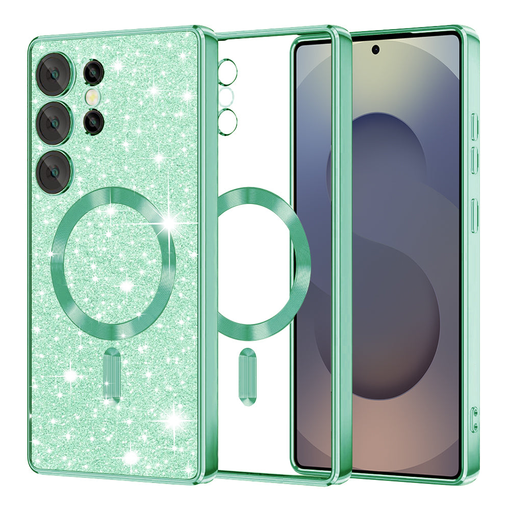 Калъф MagSafe за Samsung Galaxy S25 Ultra S938, Techsuit, Luxury Glitter, Светлозелен