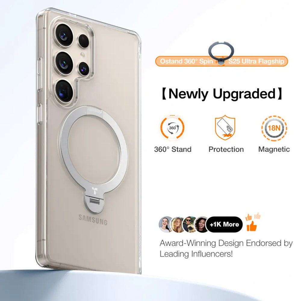 Калъф MagSafe за Samsung Galaxy S25 Ultra S938, Torras, Ostand Spin, Прозрачен