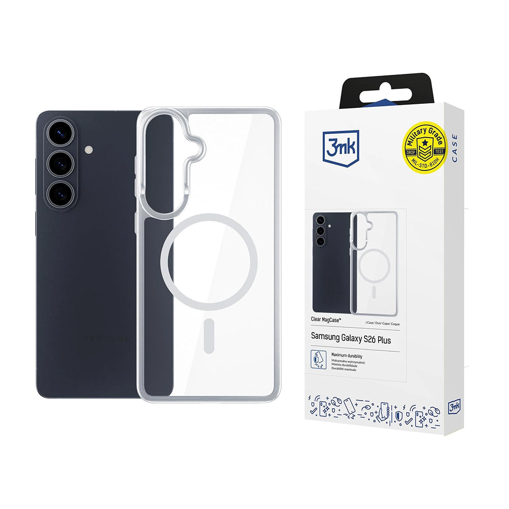 Калъф MagSafe за Samsung Galaxy S26 Plus S947, 3MK, Armor MagCase, Прозрачен