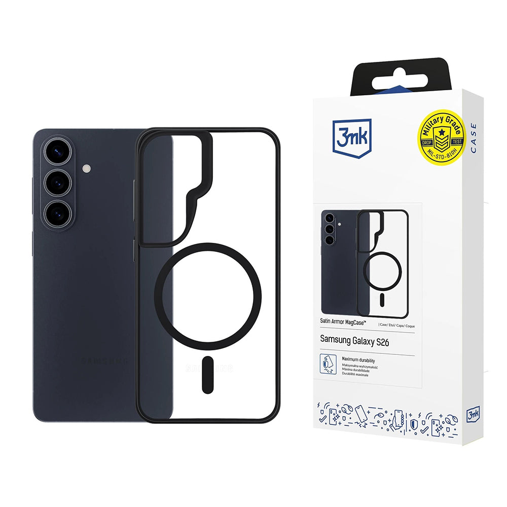 Калъф MagSafe за Samsung Galaxy S26 Plus, 3MK, Satin Armor, Прозрачен