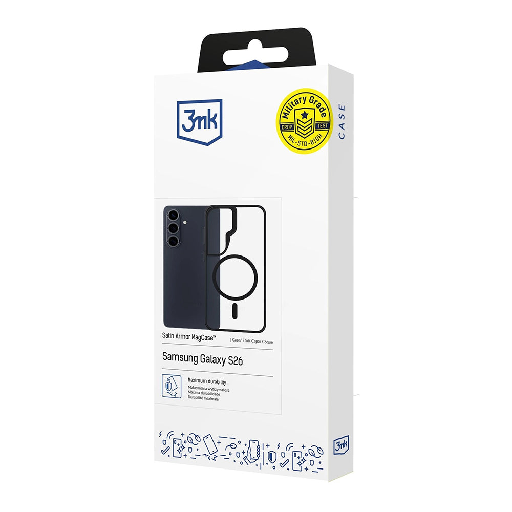Калъф MagSafe за Samsung Galaxy S26 Plus, 3MK, Satin Armor, Прозрачен