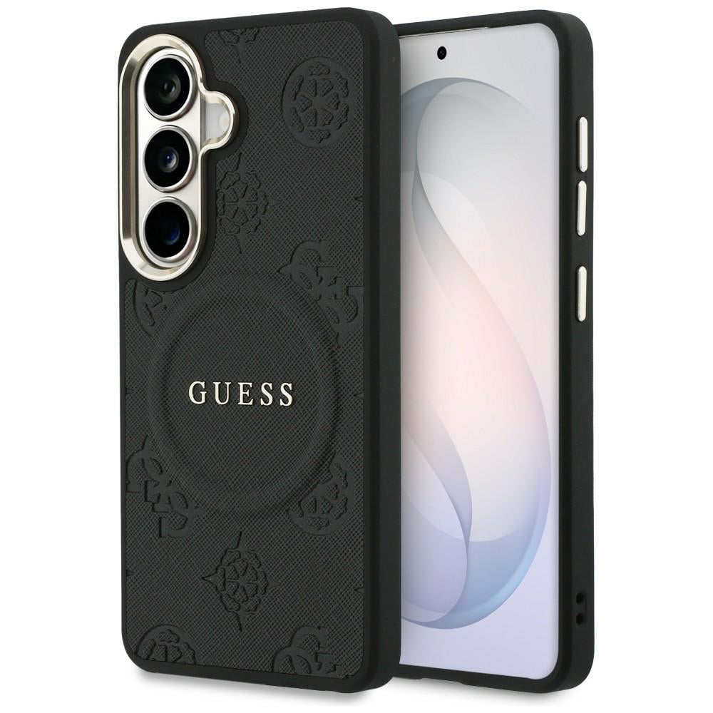 Калъф MagSafe за Samsung Galaxy S26 Plus S947, GUESS, Saffiano Peony Embossed Ring, Черен