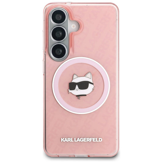 Калъф MagSafe за Samsung Galaxy S26 Plus S947, Karl Lagerfeld, IML Choupette Head on KL Repeated Logo, Розов