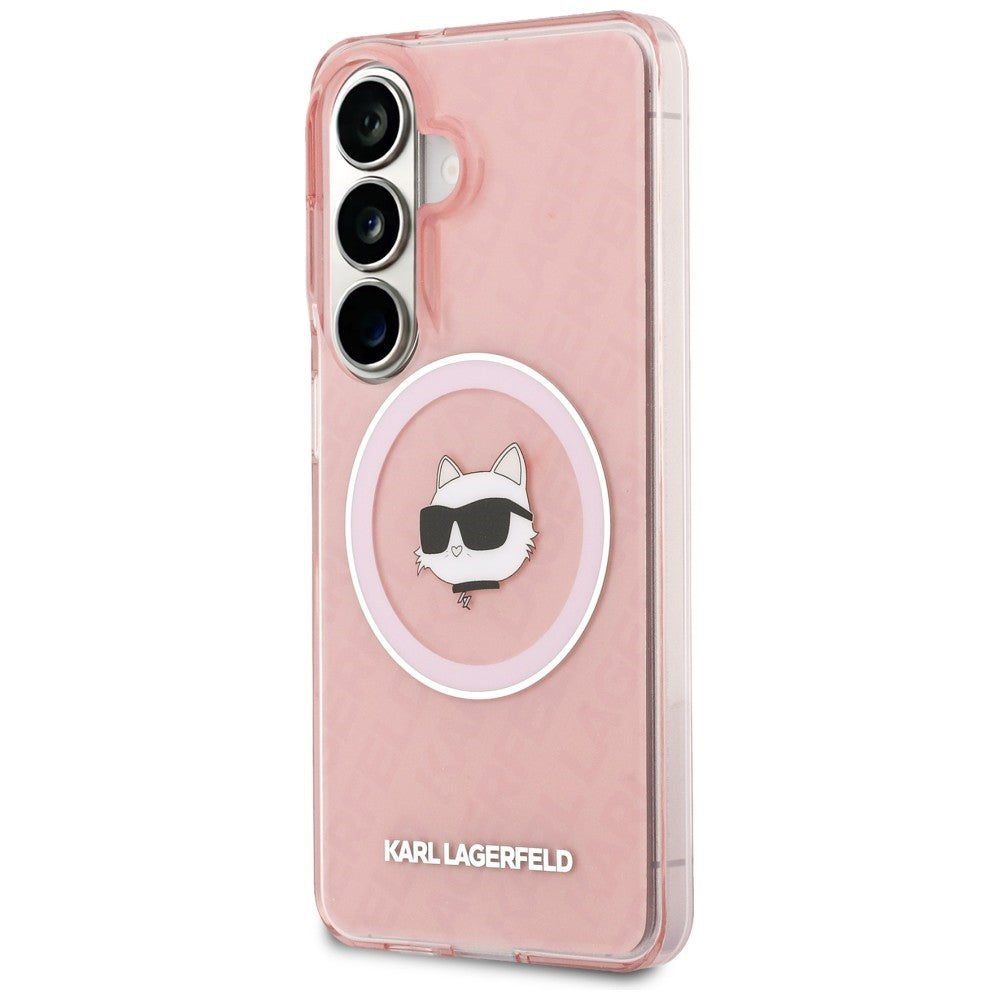 Калъф MagSafe за Samsung Galaxy S26 Plus S947, Karl Lagerfeld, IML Choupette Head on KL Repeated Logo, Розов