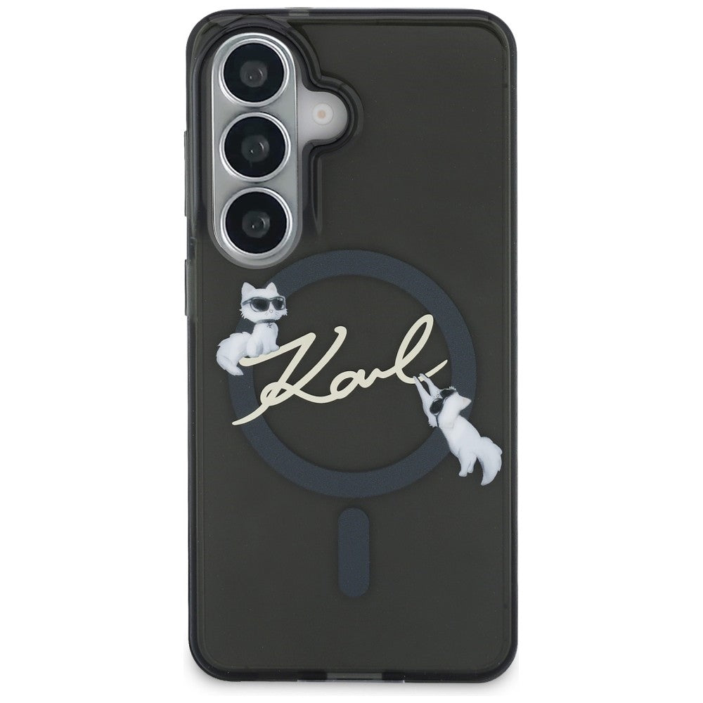 Калъф MagSafe за Samsung Galaxy S26 Plus S947, Karl Lagerfeld, IML Choupette Karl Script Logo, Черен