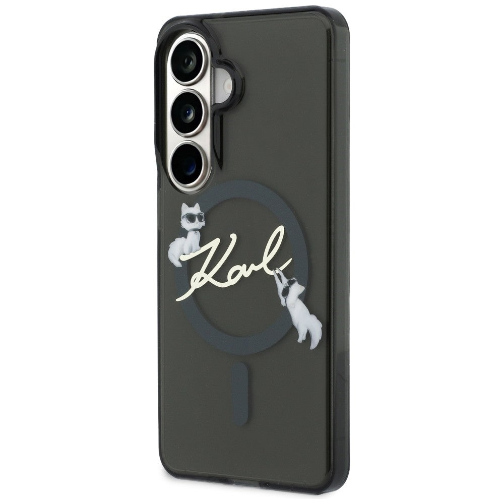 Калъф MagSafe за Samsung Galaxy S26 Plus S947, Karl Lagerfeld, IML Choupette Karl Script Logo, Черен