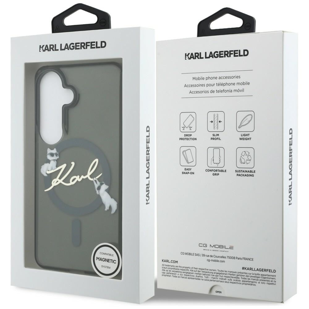 Калъф MagSafe за Samsung Galaxy S26 Plus S947, Karl Lagerfeld, IML Choupette Karl Script Logo, Черен