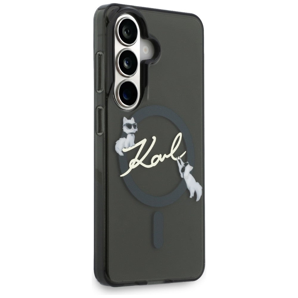 Калъф MagSafe за Samsung Galaxy S26 Plus S947, Karl Lagerfeld, IML Choupette Karl Script Logo, Черен