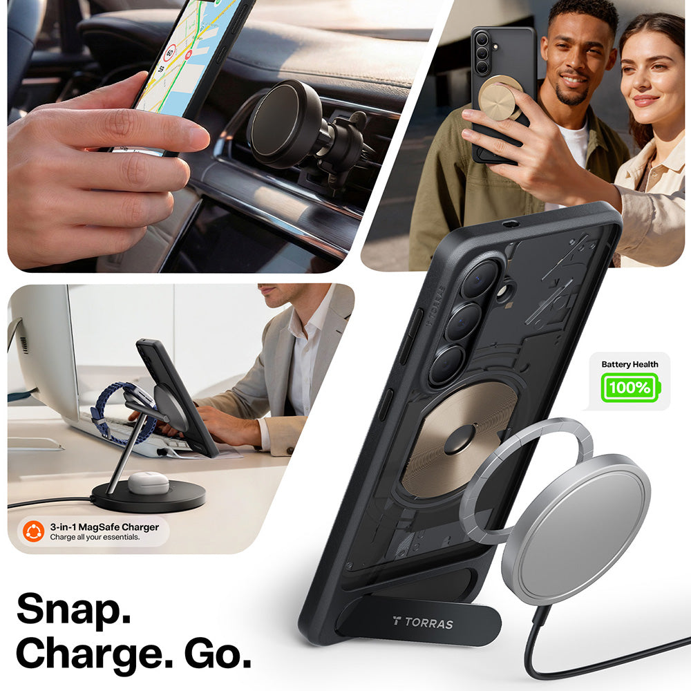 Калъф MagSafe за Samsung Galaxy S26 Plus S947, Torras, Pstand, Черен