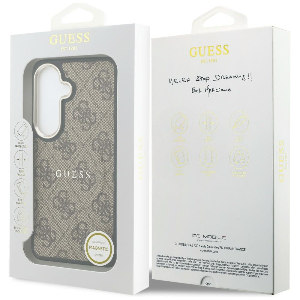 Калъф MagSafe за Samsung Galaxy S26 S942, Guess, 4G Embossed Ring, Кафяв